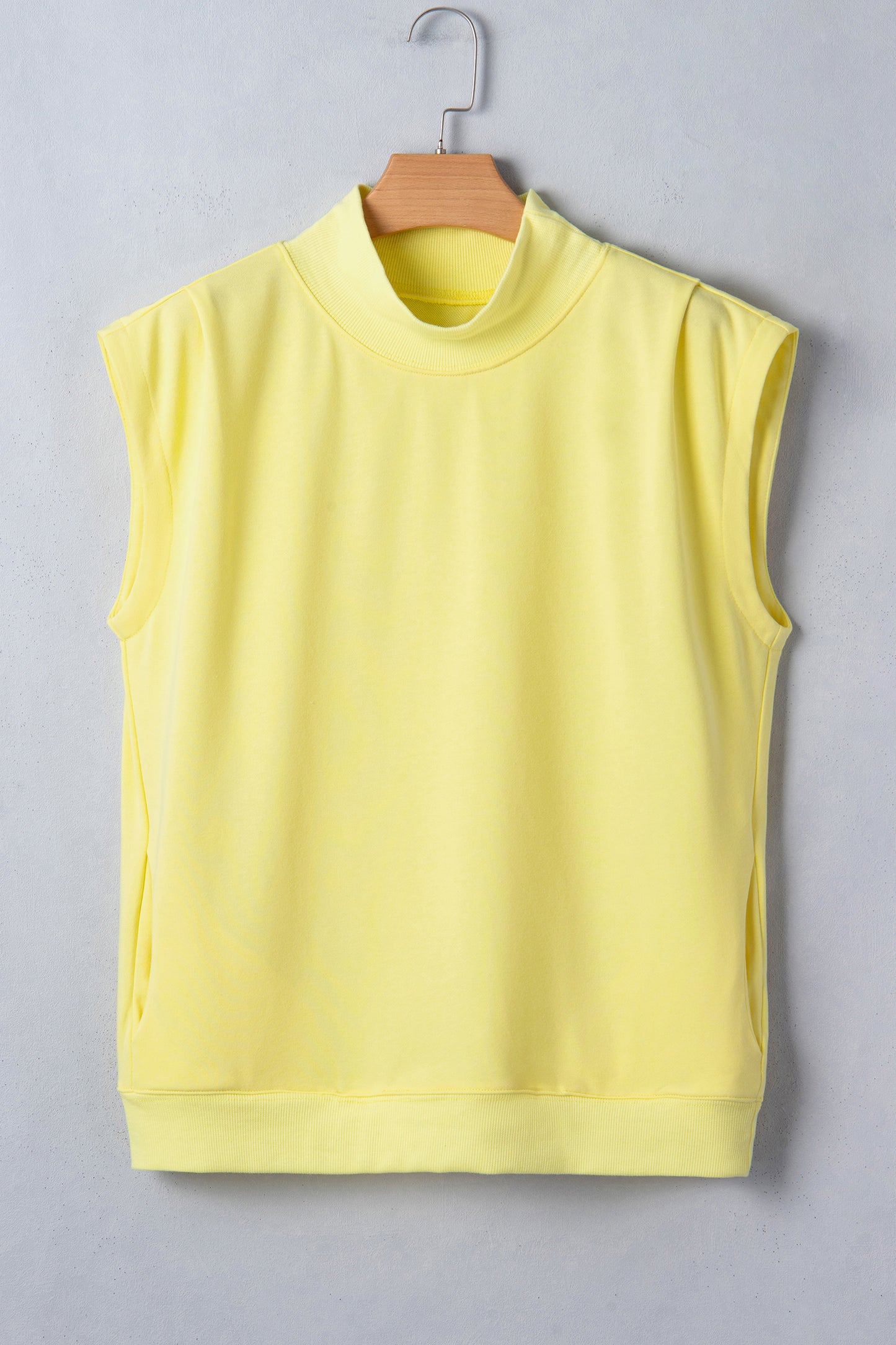 Mint Green Solid Color High Neck Cap Sleeve Loose Top