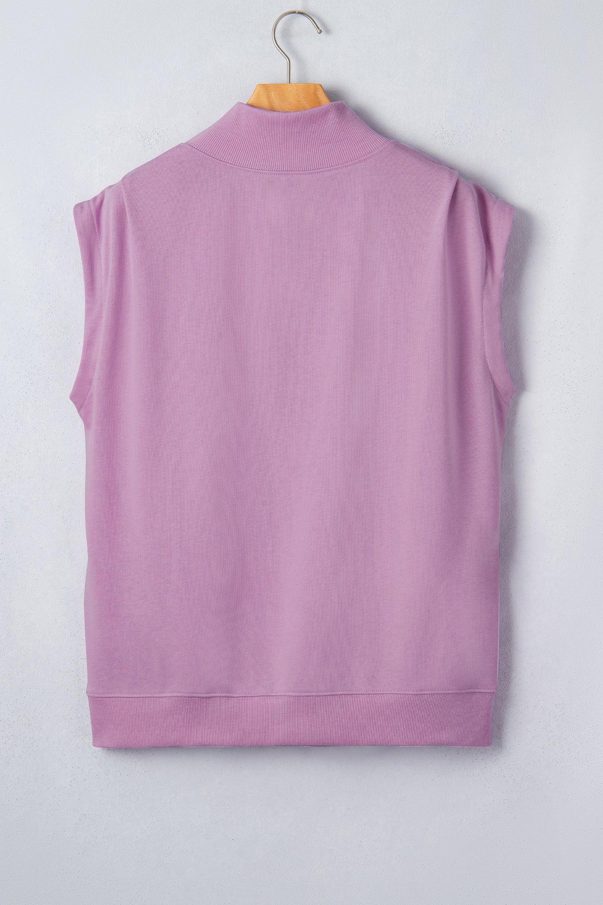 Mint Green Solid Color High Neck Cap Sleeve Loose Top