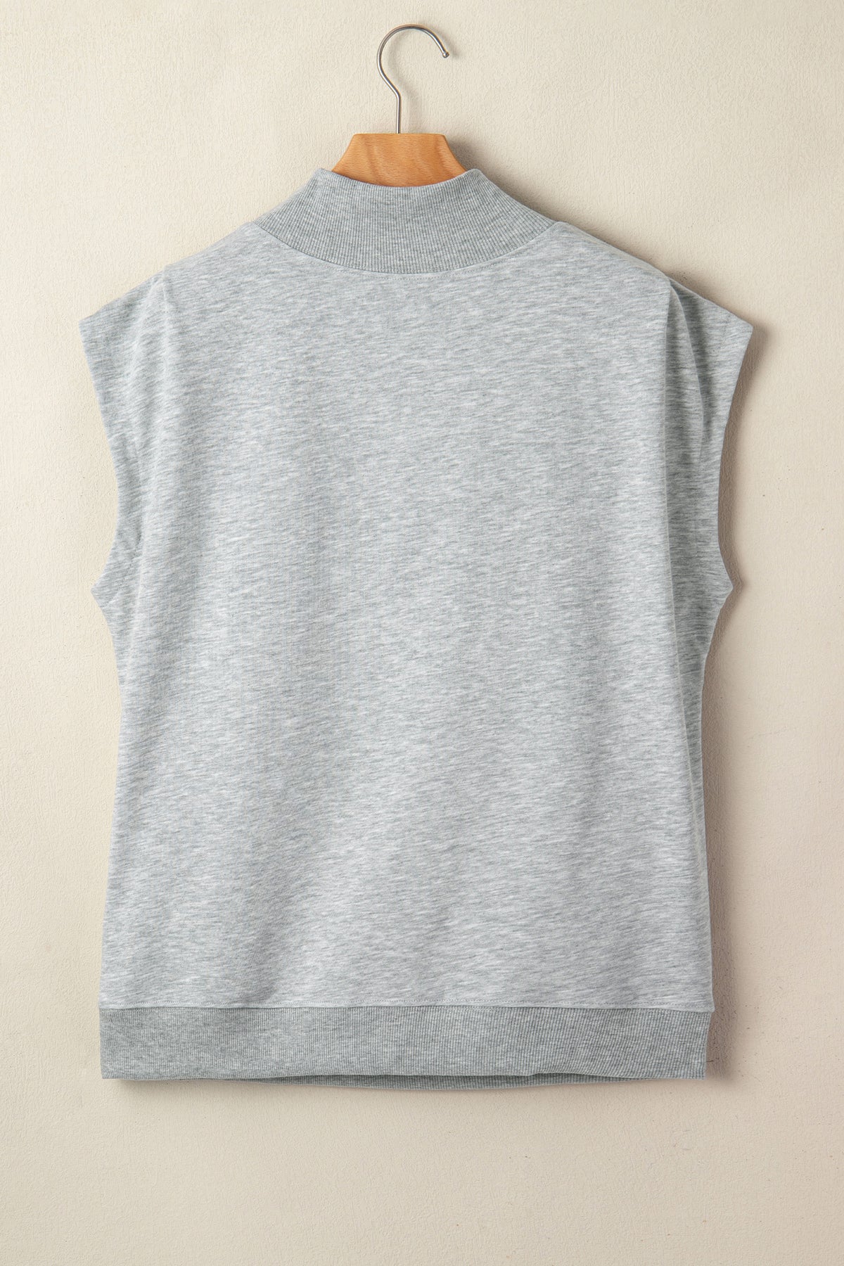 Mint Green Solid Color High Neck Cap Sleeve Loose Top