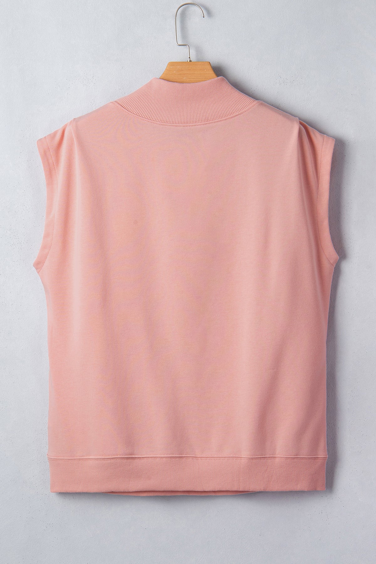 Mint Green Solid Color High Neck Cap Sleeve Loose Top