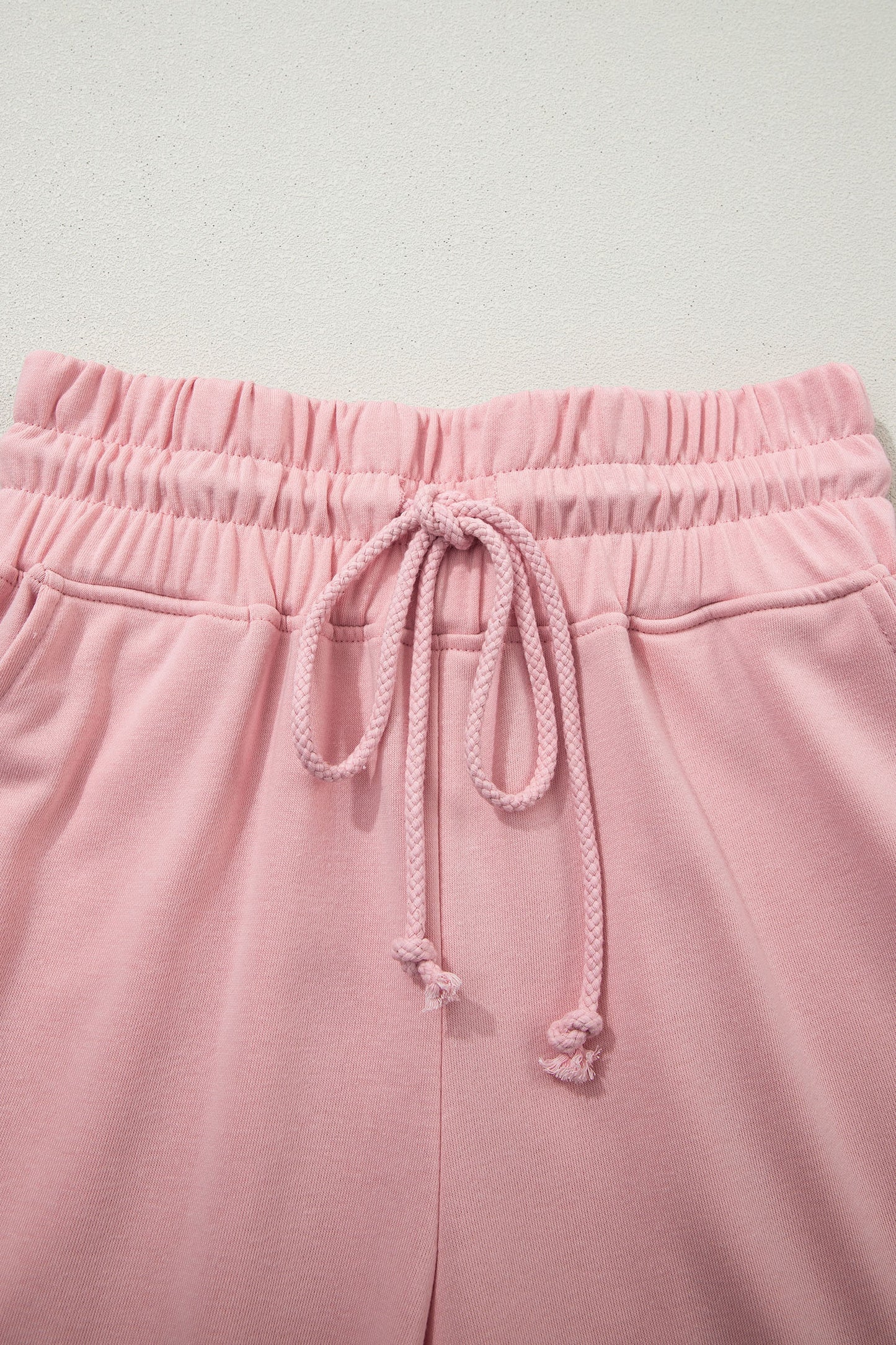 Parchment Solid Color Loose Tee Drawstring Wide Leg Pants 2pcs Outfit