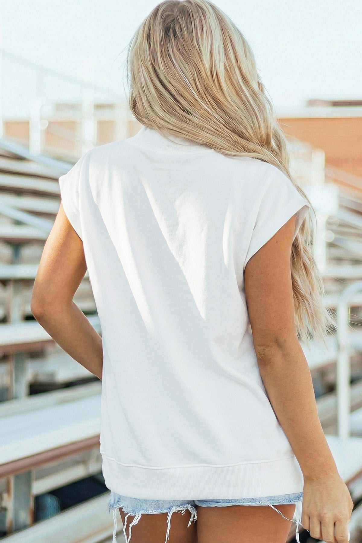Mint Green Solid Color High Neck Cap Sleeve Loose Top